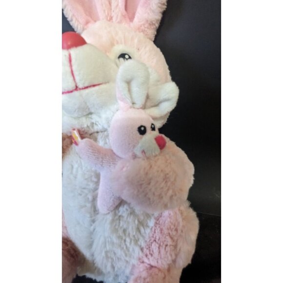 Pink Plush Bunny Rabbit With Baby Bunny 14" By AMCO Intl Co Soft Toy stuffed ani - Picture 5 of 8